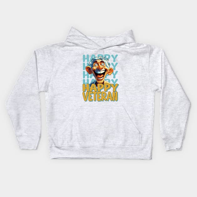 happy veteran Kids Hoodie by Create Magnus